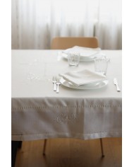 Servizio da tavola ricamato bianco 12 posti art. 020