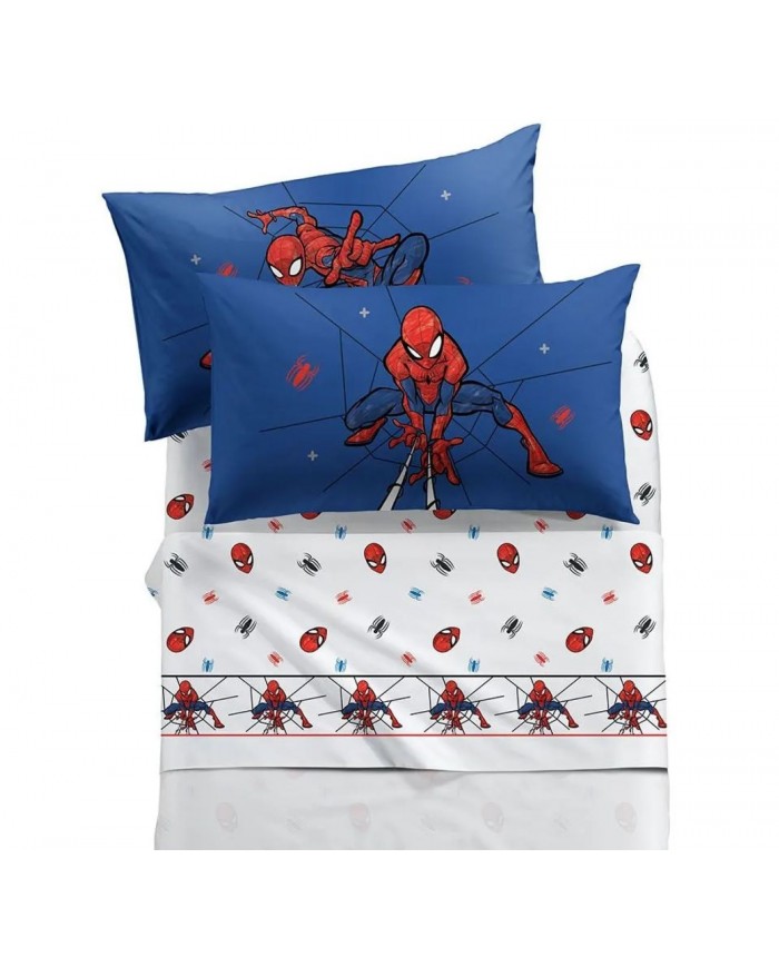 Completo lenzuola letto singolo 100% cotone Spiderman Spidey Caleffi