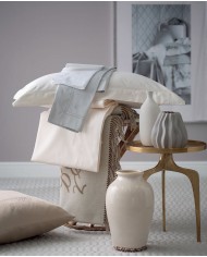 Completo lenzuola matrimoniale in raso di cotone tinta unita Blumarine Lea