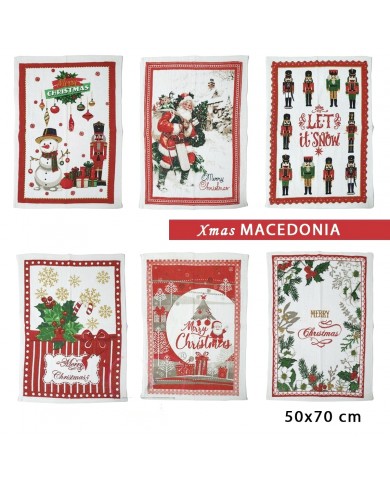 Set di 6 strofinacci natalizi in spugna di cotone Christmas Macedonia Set di 6 strofinacci natalizi in spugna di cotone Christmas Macedonia