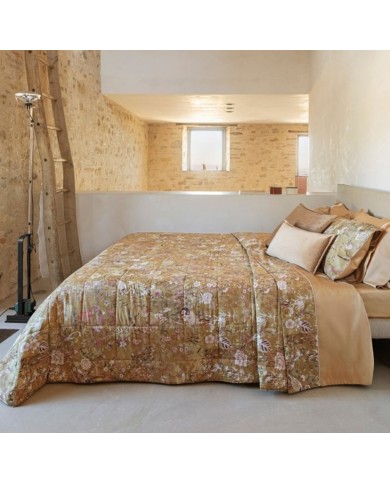 Trapunta matrimoniale in raso di puro cotone Fazzini Giardini d'Oriente