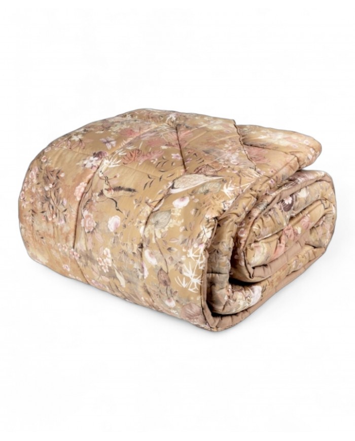 Trapunta matrimoniale in raso di puro cotone Fazzini Giardini d'Oriente