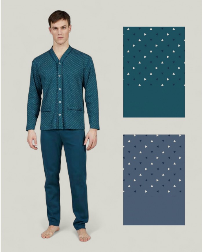Pigiama uomo 100% caldo cotone aperto avanti Bip Bip 6878
