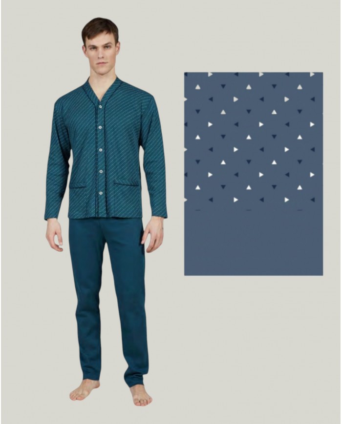 Pigiama uomo 100% caldo cotone aperto avanti Bip Bip 6878