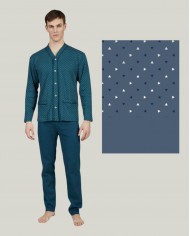 Pigiama uomo 100% caldo cotone aperto avanti Bip Bip 6878