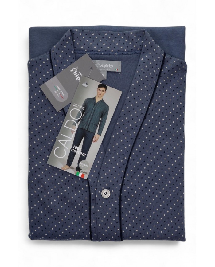 Pigiama uomo 100% caldo cotone aperto avanti Bip Bip 6878