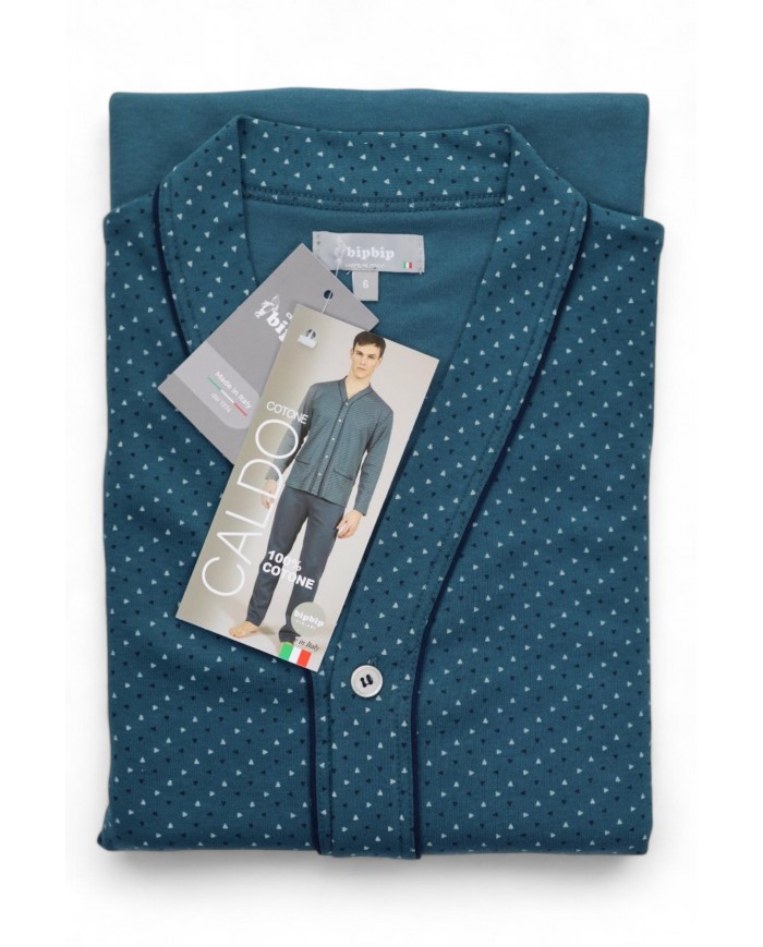 Pigiama uomo 100% caldo cotone aperto avanti Bip Bip 6878