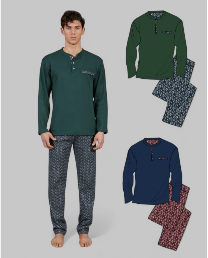 Pigiama uomo 100% caldo cotone Bip Bip 6889 - Made in Italy