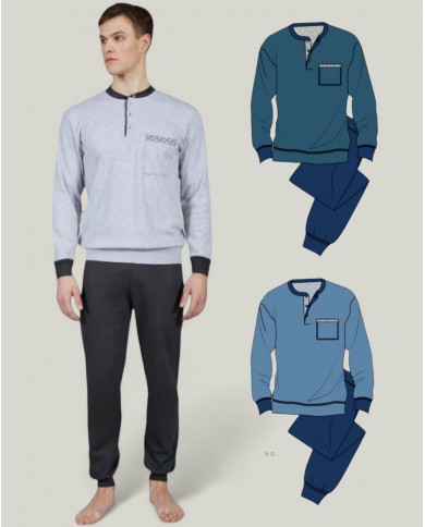 Pigiama uomo 100% caldo cotone Bip Bip Conquista 6438