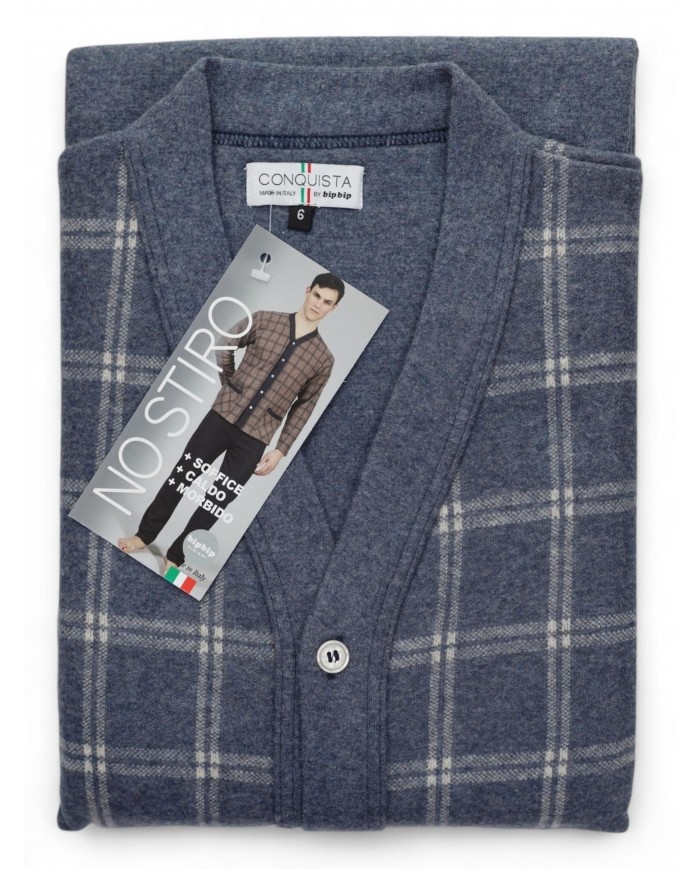 Pigiama uomo cardigan in caldo punto milano Bip Bip Conquista 7170
