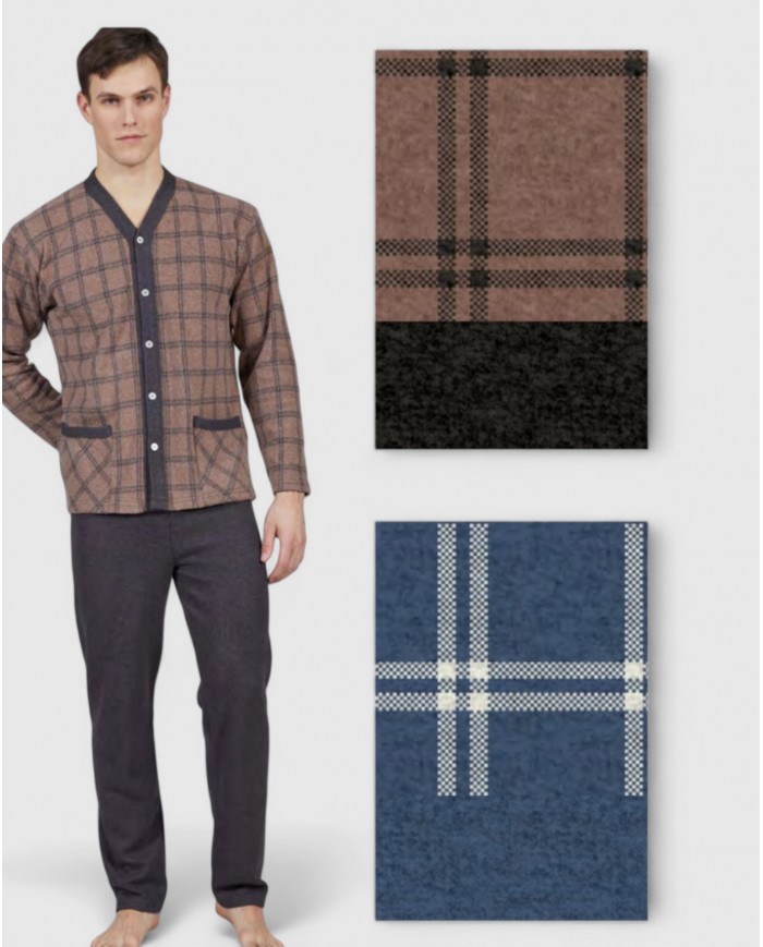 Pigiama uomo cardigan in caldo punto milano Bip Bip Conquista 7170