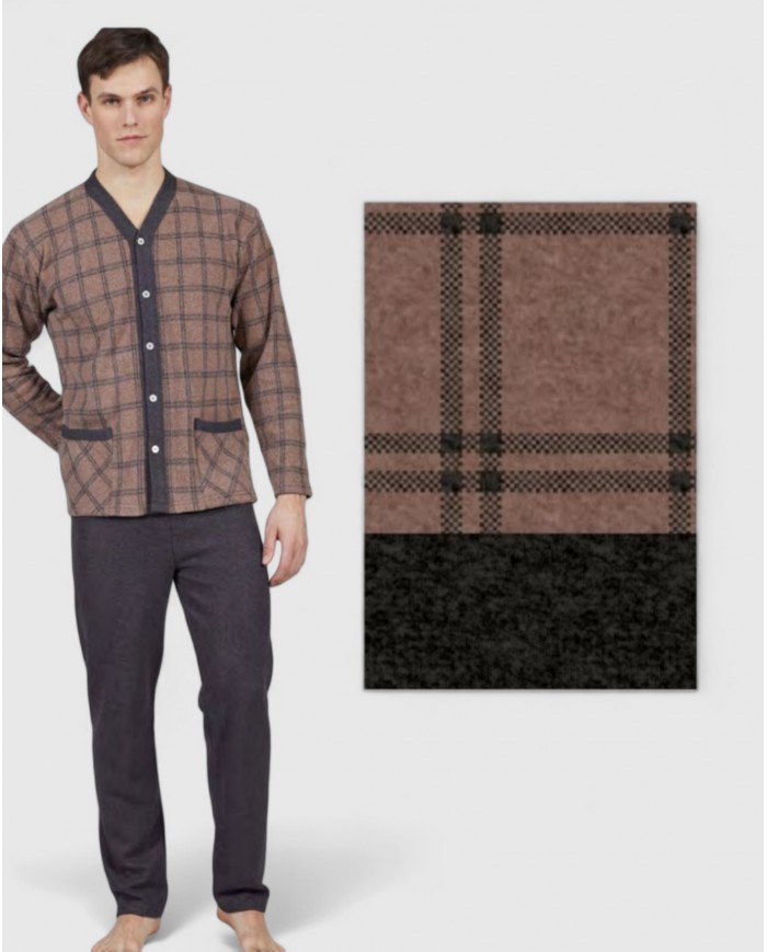 Pigiama uomo cardigan in caldo punto milano Bip Bip Conquista 7170