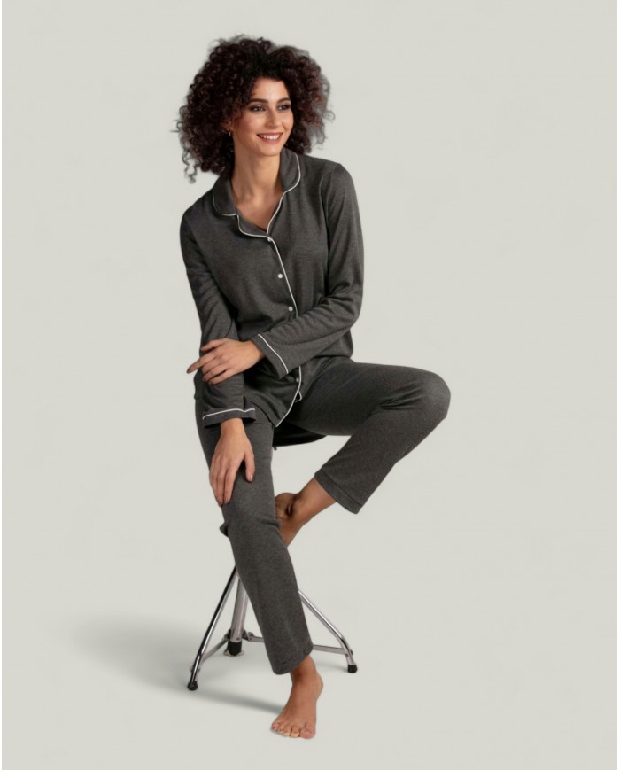 Pigiama donna invernale in caldo cotone taglio giacca Lunatica 42146