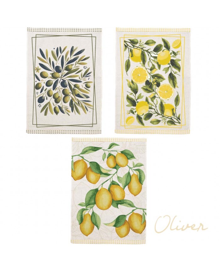 Set di tre strofinacci in spugna 100% cotone Oliver S&G Home