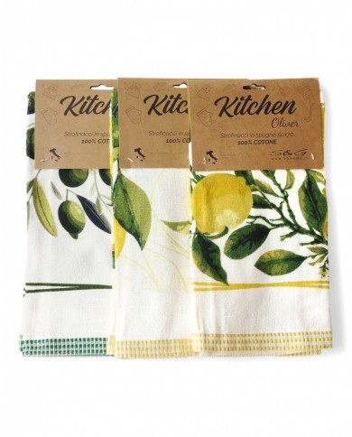 Set di tre strofinacci in spugna 100% cotone Oliver S&G Home