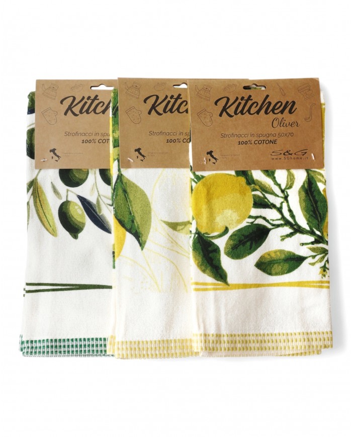 Set di tre strofinacci in spugna 100% cotone Oliver S&G Home