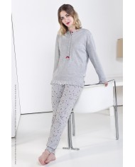 Vestaglia Donna 100% caldo cotone con bottoni S2G D9297