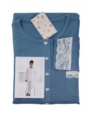 Vestaglia Donna 100% caldo cotone con bottoni S2G D9297