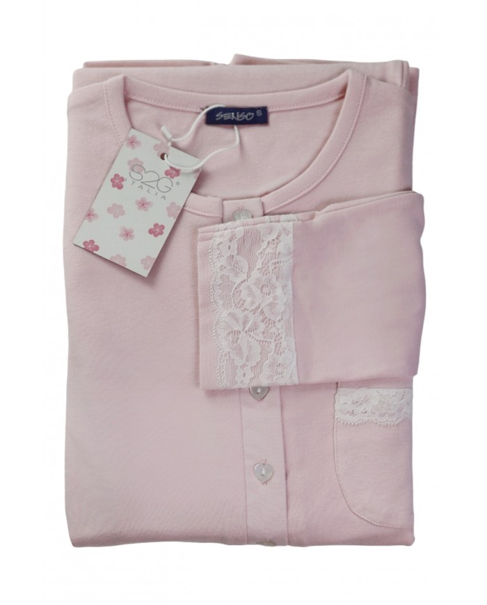 Vestaglia Donna 100% caldo cotone con bottoni S2G D9297