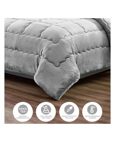 Trapunta letto singolo, velluto e retro in sherpa Sofficissima Trapunta letto singolo, velluto e retro in sherpa Sofficissima