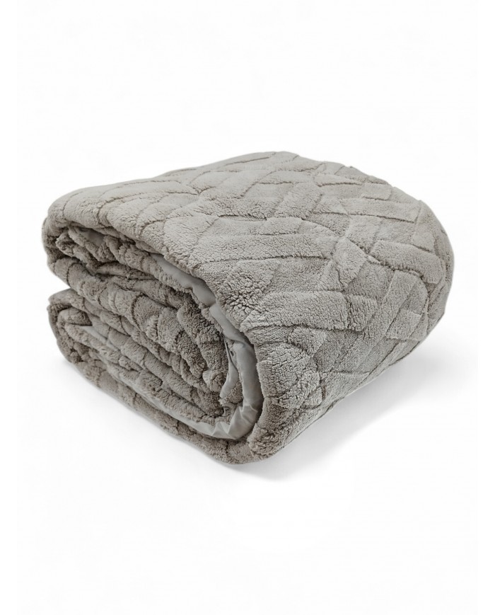Trapunta matrimoniale in sherpa jacquard art. Quadrotta