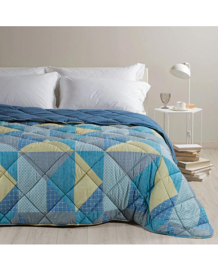 Trapunta letto singolo cotone Caleffi Denim Blues