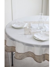 Servizio da tavola TONDO MAXI con tovaglia bianca ed ecrù art. 05721