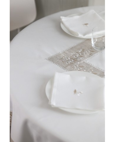 Servizio da tavola TONDO MAXI con tovaglia bianca ed ecrù art. 05721