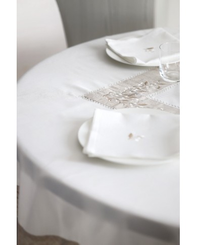 Servizio da tavola TONDO MAXI con tovaglia bianca ed ecrù art. 05721