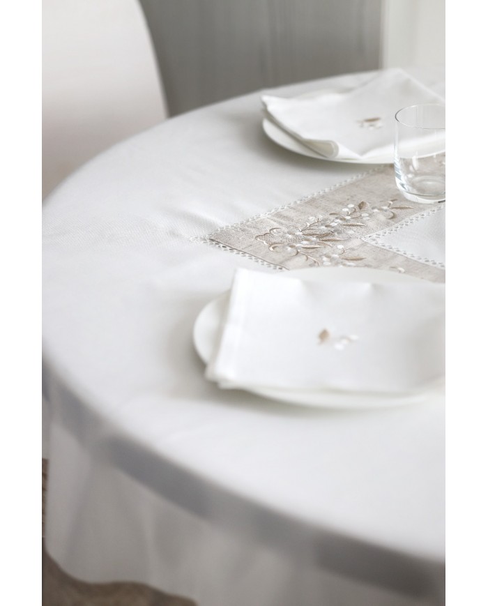 Servizio da tavola TONDO MAXI con tovaglia bianca ed ecrù art. 05721