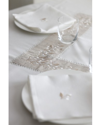 Servizio da tavola TONDO MAXI con tovaglia bianca ed ecrù art. 05721