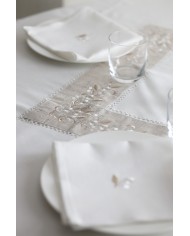 Servizio da tavola TONDO MAXI con tovaglia bianca ed ecrù art. 05721