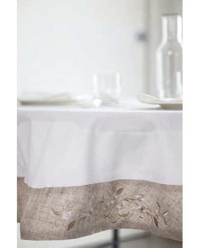 Servizio da tavola TONDO MAXI con tovaglia bianca ed ecrù art. 05721