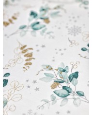 Tovaglia di Natale 6 posti Eucalipto Glitter - 100% Cotone - Made in Italy