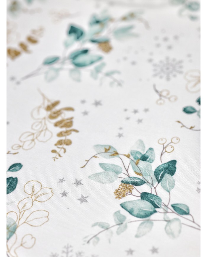 Tovaglia di Natale 12 posti Eucalipto Glitter - 100% Cotone - Made in Italy