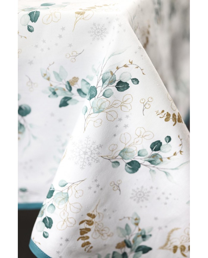 Tovaglia di Natale 18 posti Eucalipto Glitter - 100% Cotone - Made in Italy