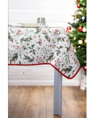 Tovaglia di Natale 18 posti Agrifoglio - 100% Cotone - Made in Italy