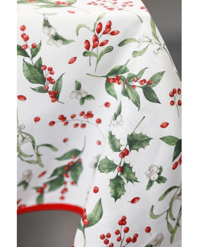 Tovaglia di Natale 6 posti Agrifoglio - 100% Cotone - Made in Italy