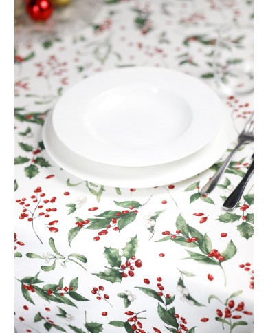 Tovaglia di Natale 6 posti Agrifoglio - 100% Cotone - Made in Italy