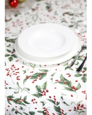 Tovaglia di Natale 6 posti Agrifoglio - 100% Cotone - Made in Italy