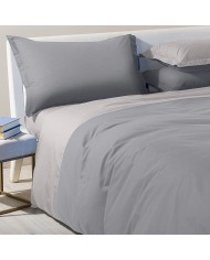 Completo copripiumino da una piazza e mezza Caleffi Bicolor - 100% Cotone - Made in Italy