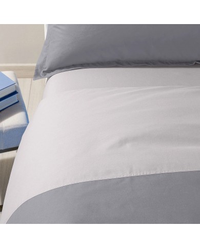 Completo copripiumino da una piazza e mezza Caleffi Bicolor - 100% Cotone - Made in Italy