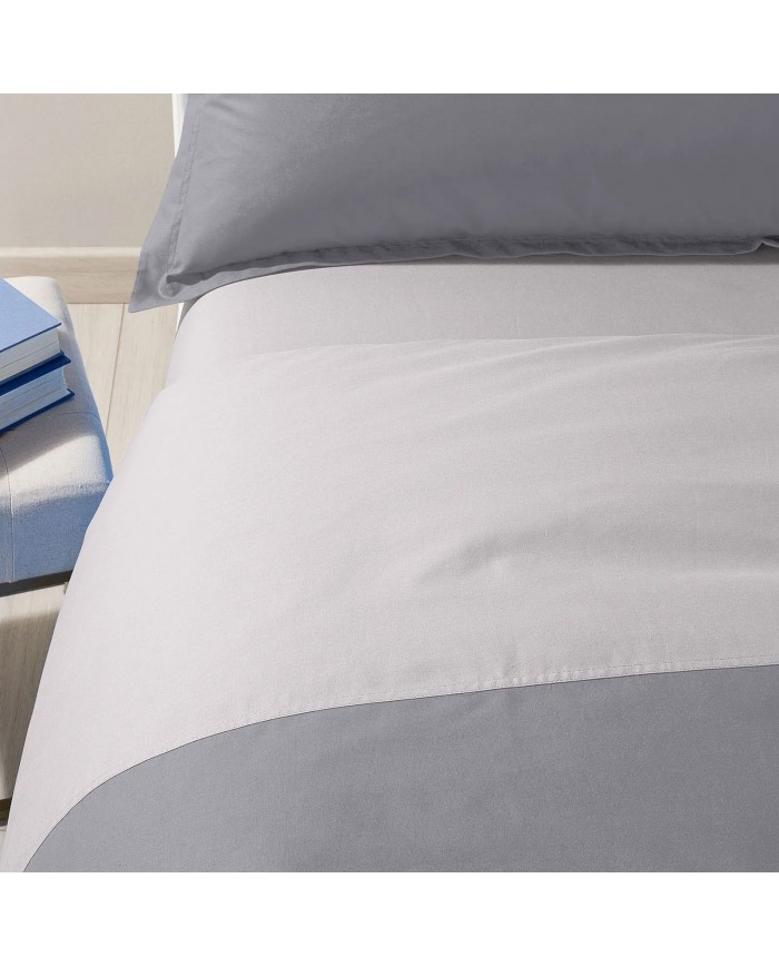 Completo copripiumino da una piazza e mezza Caleffi Bicolor - 100% Cotone - Made in Italy