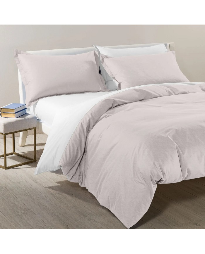 Completo copripiumino da una piazza e mezza Caleffi Bicolor - 100% Cotone - Made in Italy