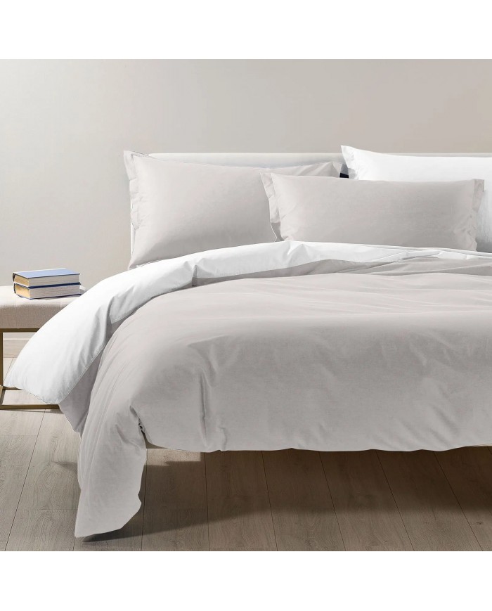 Completo copripiumino da una piazza e mezza Caleffi Bicolor - 100% Cotone - Made in Italy