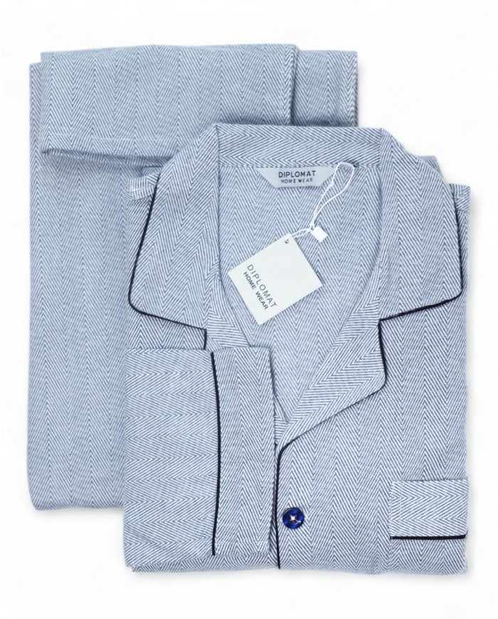 Pigiama Uomo classico in flanella aperto avanti Diplomat