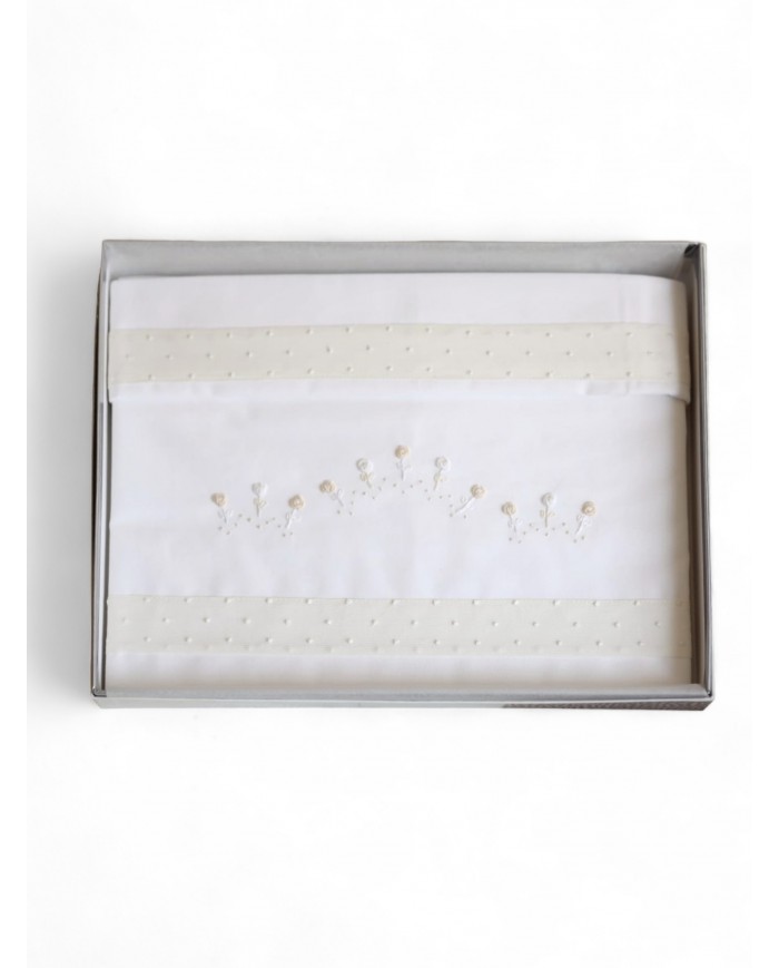 Completo lenzuola culla lettino ricamato a mano Elite pour le Bebè 85095