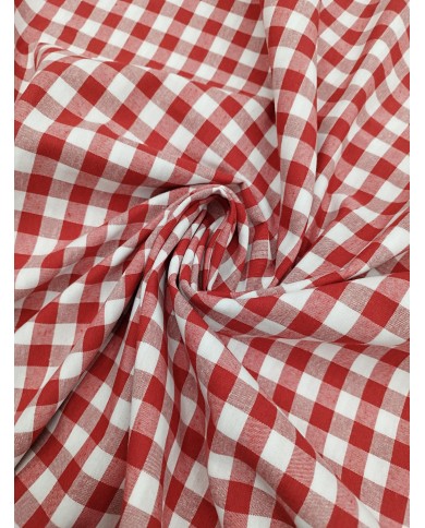 Tessuto al metro a quadretti grandi in cotone altezza 280 - ROSSO