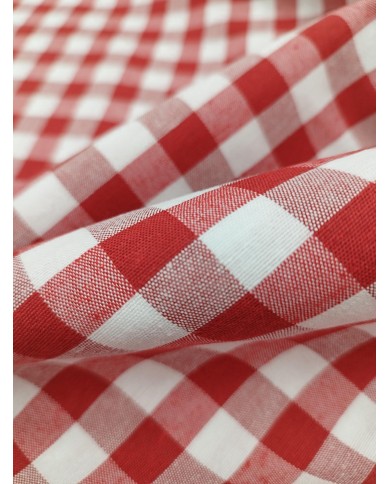 Tessuto al metro a quadretti grandi in cotone altezza 280 - ROSSO