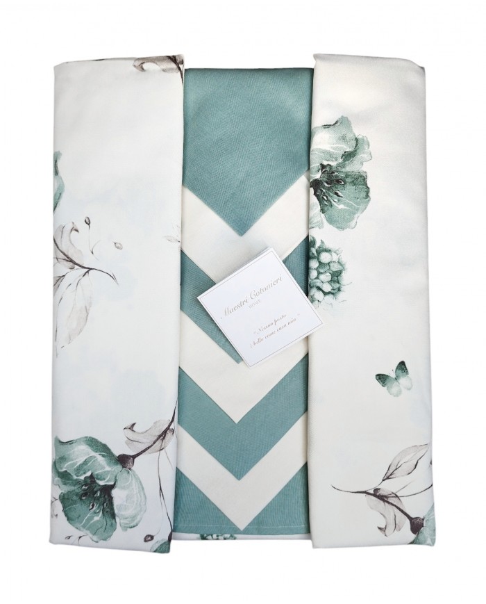 Tovaglia da 12 con tovaglioli Maestri Cotonieri botanique